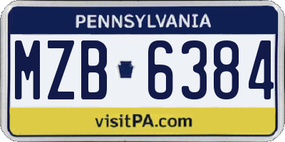PA license plate MZB6384