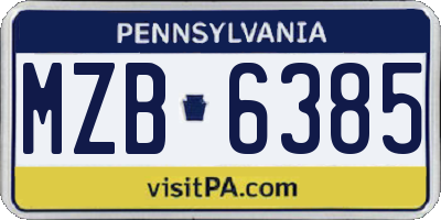 PA license plate MZB6385