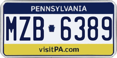 PA license plate MZB6389