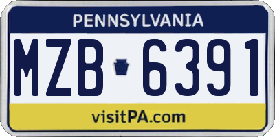 PA license plate MZB6391