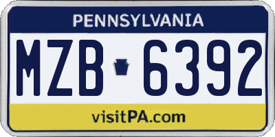 PA license plate MZB6392