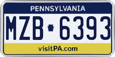 PA license plate MZB6393