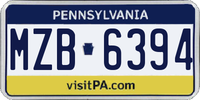 PA license plate MZB6394