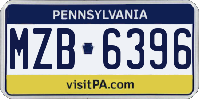 PA license plate MZB6396