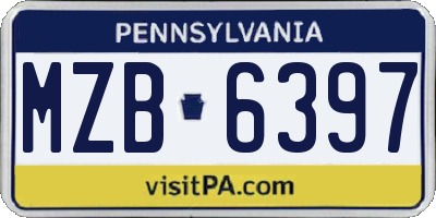 PA license plate MZB6397