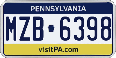 PA license plate MZB6398