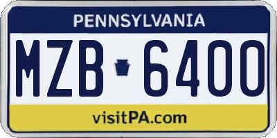 PA license plate MZB6400