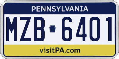 PA license plate MZB6401