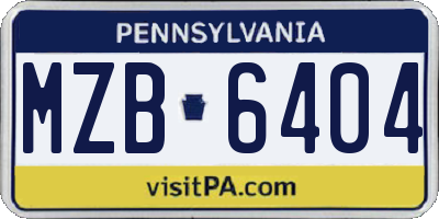 PA license plate MZB6404