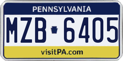 PA license plate MZB6405
