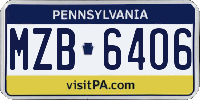 PA license plate MZB6406