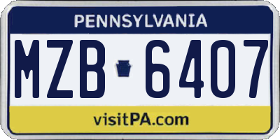 PA license plate MZB6407