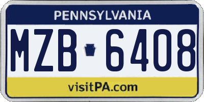 PA license plate MZB6408