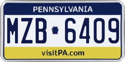 PA license plate MZB6409