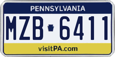 PA license plate MZB6411