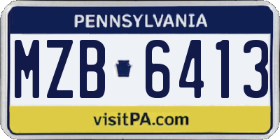 PA license plate MZB6413