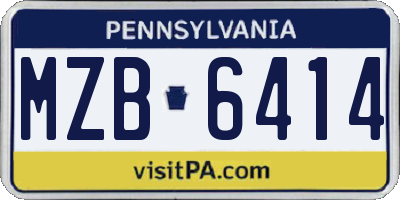 PA license plate MZB6414