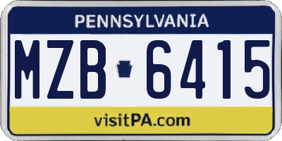 PA license plate MZB6415