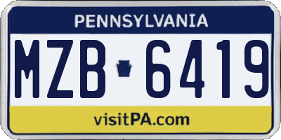 PA license plate MZB6419