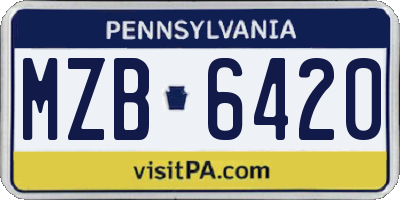 PA license plate MZB6420