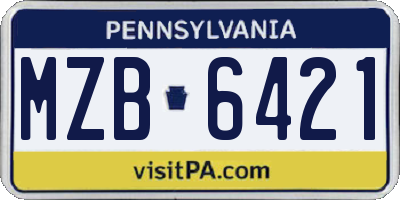 PA license plate MZB6421