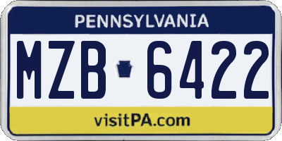 PA license plate MZB6422