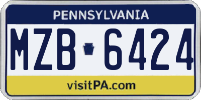 PA license plate MZB6424