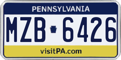 PA license plate MZB6426