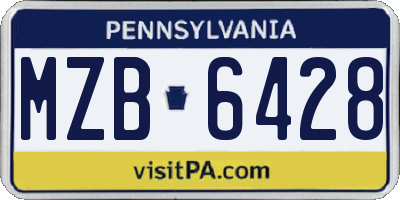 PA license plate MZB6428