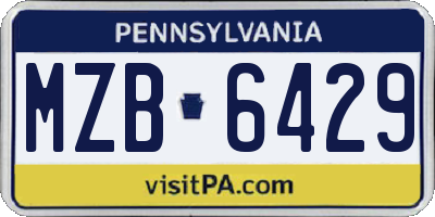 PA license plate MZB6429