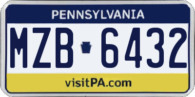 PA license plate MZB6432