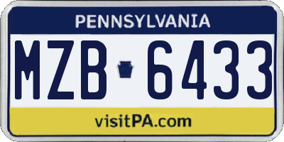 PA license plate MZB6433
