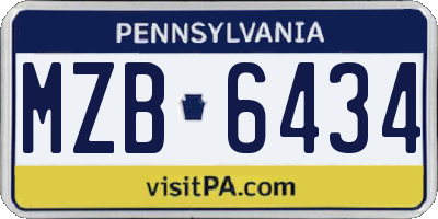 PA license plate MZB6434