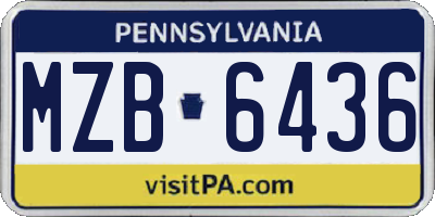 PA license plate MZB6436