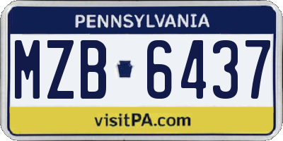 PA license plate MZB6437