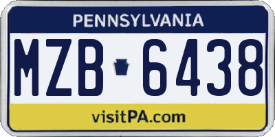 PA license plate MZB6438