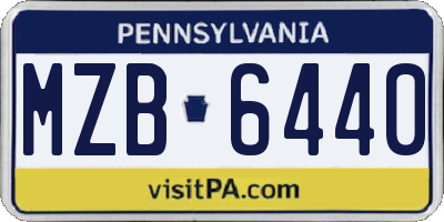 PA license plate MZB6440