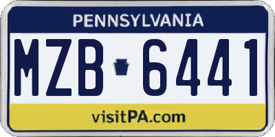 PA license plate MZB6441