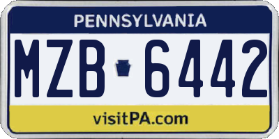 PA license plate MZB6442