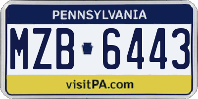 PA license plate MZB6443