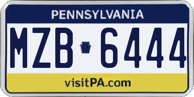 PA license plate MZB6444
