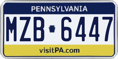 PA license plate MZB6447