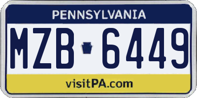 PA license plate MZB6449