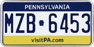 PA license plate MZB6453