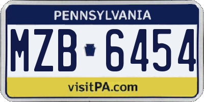 PA license plate MZB6454
