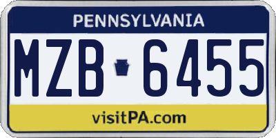PA license plate MZB6455