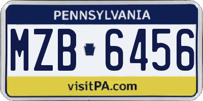 PA license plate MZB6456