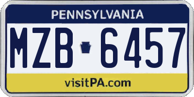 PA license plate MZB6457