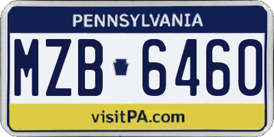 PA license plate MZB6460