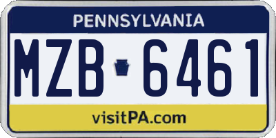 PA license plate MZB6461